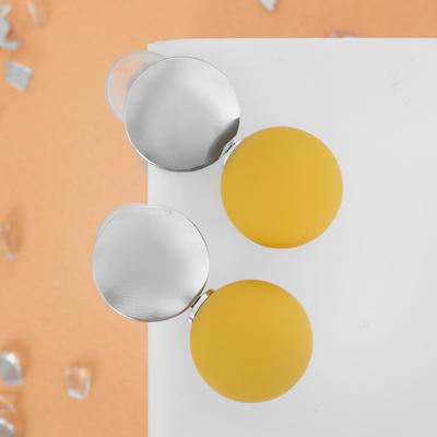 Серьги ассорти «Снежок» диск, цвет жёлтый в серебре