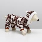 Комбинезон «Олени» с капюшоном, размер S (ДС 25 см, ОГ 35 см, ОШ 25 см), коричневый - Фото 2