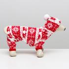 Комбинезон «Олени» с капюшоном, размер S (ДС 25 см, ОГ 35 см, ОШ 25 см), красный - Фото 3