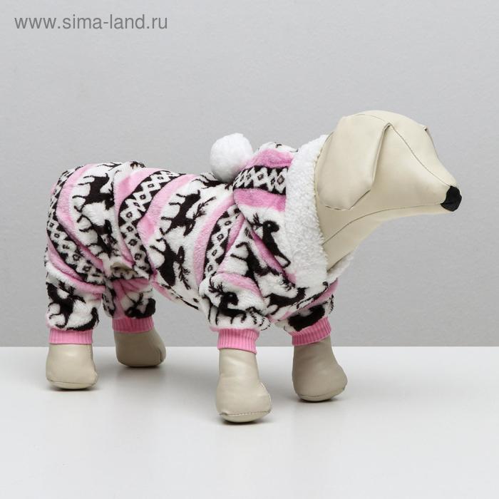 Комбинезон «Олени» с капюшоном, размер XXL (ДС 45 см, ОГ 55 см, ОШ 45 см), розовый - Фото 1