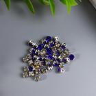 Хрустальные стразы в цапах "Астра" 4 мм, 50 шт/упак, серебро/синий - фото 22455586