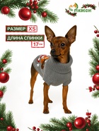 Свитер «Олень на сером», XS (ДС 17, ОШ 17, ОГ 23-37 см) - Фото 1