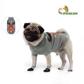 Свитер «Олень на сером», XS (ДС 17, ОШ 17, ОГ 23-37 см)