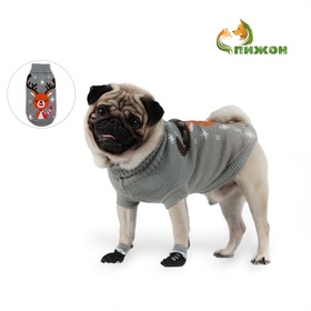 Свитер «Олень на сером», S (ДС 18, ОШ 20, ОГ 28 см)