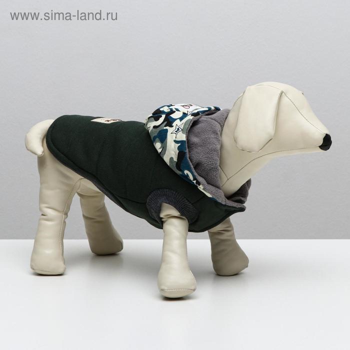 Куртка для собак, S (ДС 20 см, ОШ 23 см, ОГ 32 см), тёмно-зелёная - Фото 1