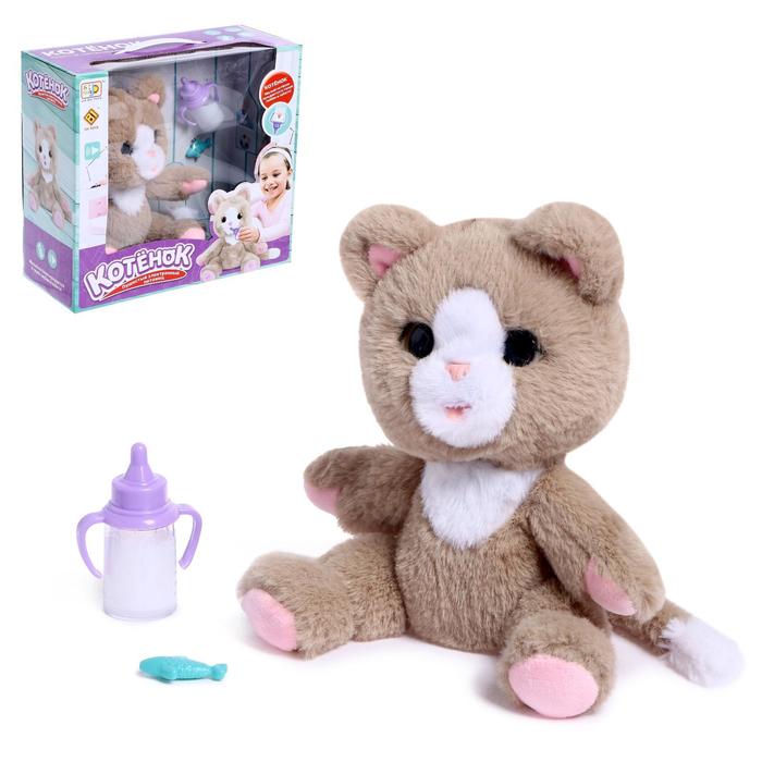 Интерактивная игрушка «Милый котенок» кушает, хлопает глазками, разговаривает, МИКС - Фото 1