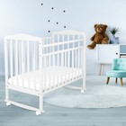 Кровать детская Митенька (опуск.планка, колеса, качалка, белый) - фото 108458687