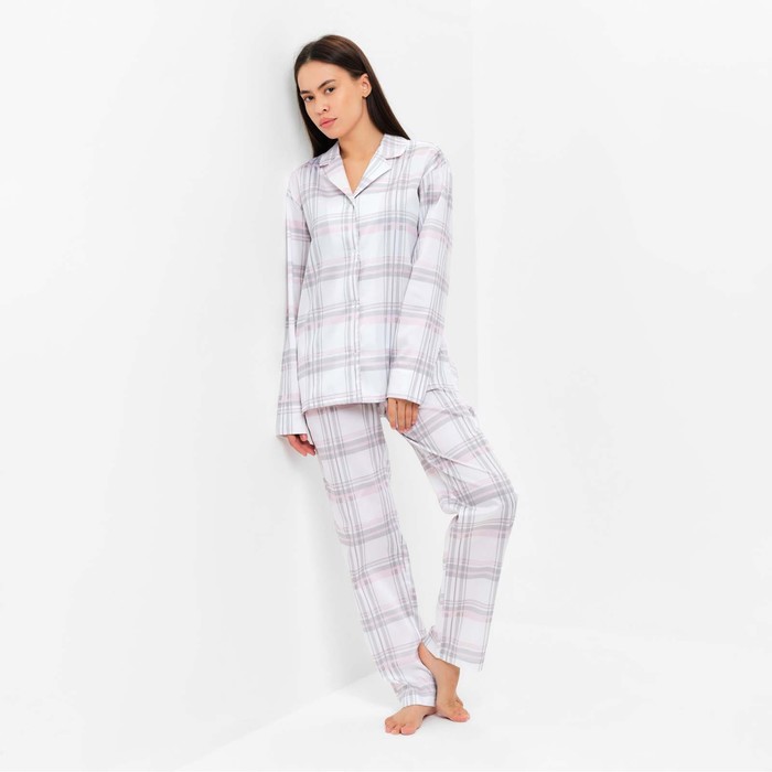 Пижама женская (брюки, жакет) KAFTAN «Клетка», размер 44-46 - Фото 1