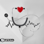 Брошь «Стетоскоп» кардиограмма, цвет красно-серый в серебре - фото 3013310