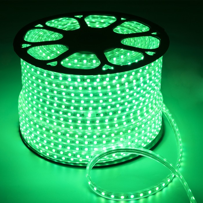 Светодиодная лента Ecola 14 × 7 мм, 100 м, IP68, SMD5050, 60 LED/м, 14.4 Вт/м, 220 В, свечение зелёное - Фото 1