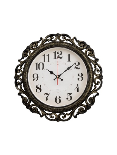 Часы настенные, интерьерные "Хостон", бесшумные, d-40.5 см, циферблат 26 см, чёрно-золотые