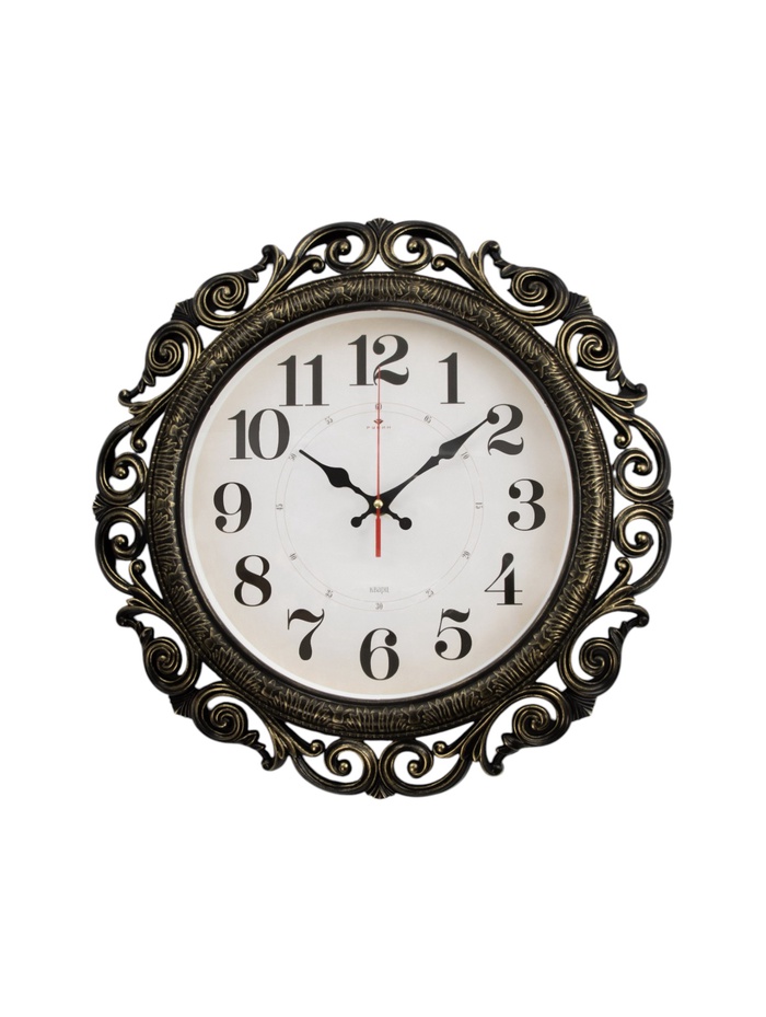 Часы настенные, интерьерные "Хостон", бесшумные, d-40.5 см, циферблат 26 см, чёрно-золотые - Фото 1