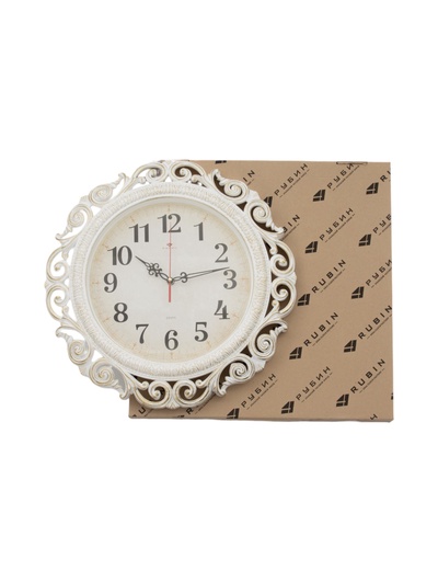 Часы настенные, интерьерные "Хостон", бесшумные, d-40.5 см, циферблат 26 см, белые с золотом