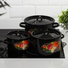 Набор кастрюль эмалированных «Жостово», 3 шт.: 1.5 л, 2.9 л, 4.5 л, чёрный - Фото 5