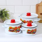 Набор посуды «Варенье», 3 предмета: 1,5 л, 2,9 л,4,5 л, индукция, цвет белый - Фото 1