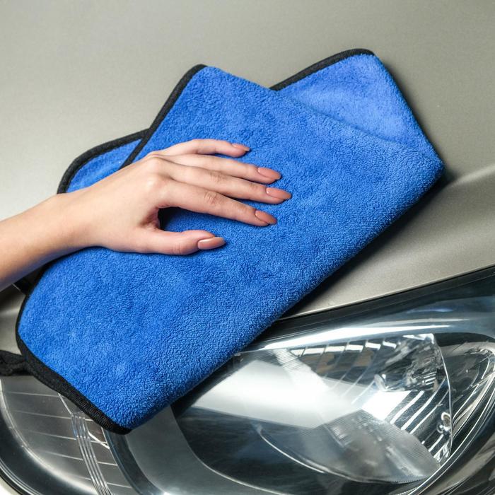 Тряпка для мытья авто, CARTAGE, микрофибра, 400 г/м², 40×60 cм, сине-серая - фото 1927615940