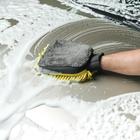 Варежка для мытья авто CARTAGE, 25×19 см, двухсторонняя, желто-серая - фото 6348852