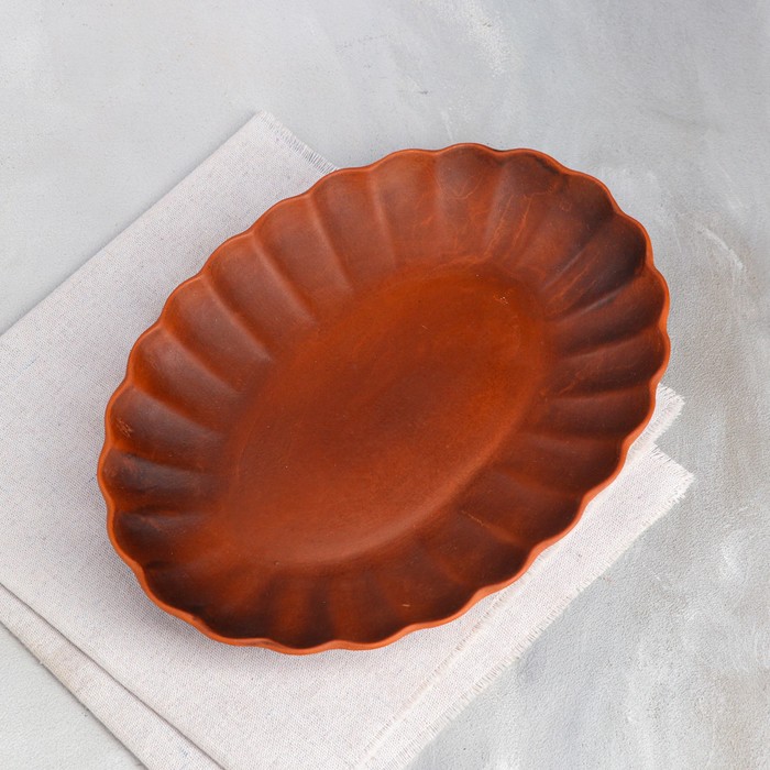 Блюдо для подачи "Ракушка", красная глина, 26 см - Фото 1