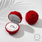 Футляр бархатный под кольцо «Роза» крупная, 6×5,5, цвет красный, вставка белая - фото 11977135