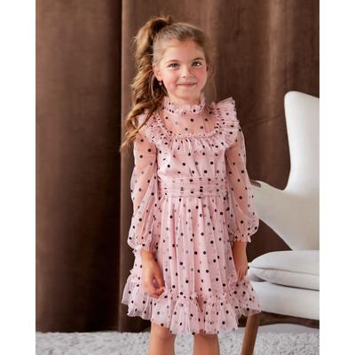 Платье сетка с оборкой "KAFTAN", бежевый, р-р 34 (122-128см)