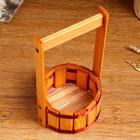 Кашпо деревянное "Прованс", с лентой, h = 8, hh = 28 см, d = 15 см - фото 40390159