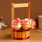 Кашпо деревянное "Прованс", с лентой, h = 8, hh = 28 см, d = 15 см - фото 40390160