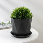 Горшок для цветов с поддоном «Призма», 1 л, пластиковый, графитовый - Фото 4