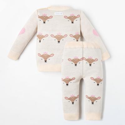 Костюм для девочки вязаный «Крошка Я» Cutie, рост 86-92 см, бежевый