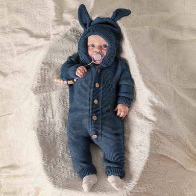 Комбинезон вязаный Крошка Я «Зайчик», рост 74-80 см, синий
