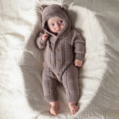 Комбинезон вязаный Крошка Я «Мишка», рост 68-74 см, бежевый