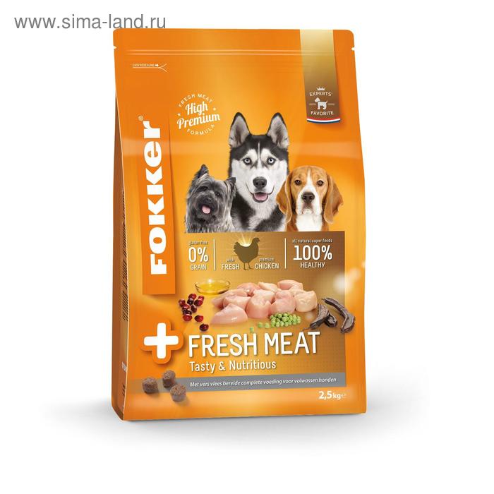 Сухой корм Fokker Dog Fresh-Meat для собак, со свежим мясом, 2,5кг - Фото 1