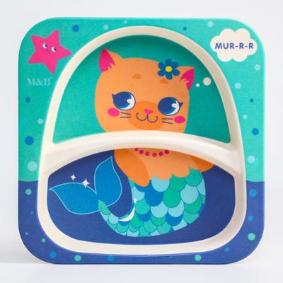 Тарелка детская из бамбука M&B «Малышки», 2 секции, МИКС