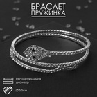Браслет «Диско» змейка со стразами, d=5.5, белый в серебре - фото 59322072