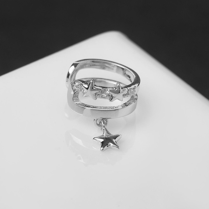 Серьга «Кафф» звёздочка висячая, цвет белый в серебре - фото 1907157201