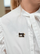 Брошь «Швейная машина» с мотком ниток, цвет чёрно-белый в золоте - Фото 6