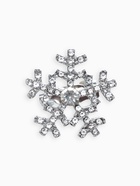 Брошь новогодняя «Снежинка», маленькая, белая в серебре - Фото 1
