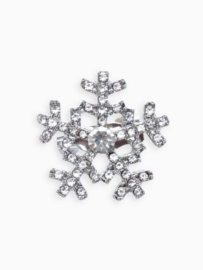 Брошь новогодняя «Снежинка», маленькая, белая в серебре - Фото 1