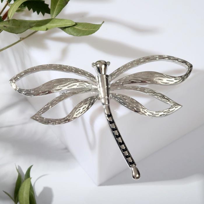 Брошь крупная «Стрекоза», цвет серебро - Фото 1
