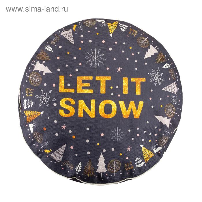 Чехол для пуфика Этель "Let it snow", d=60 см, рогожка, 100% п/э - Фото 1