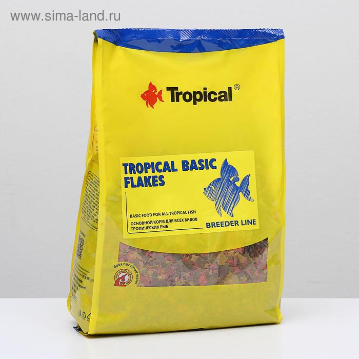 Корм для рыб Tropical Basic Flakes в виде хлопьев, 1 кг - Фото 1