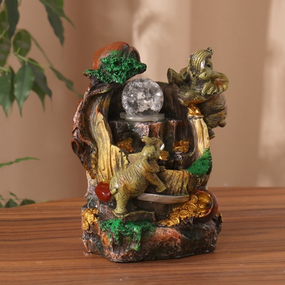 Фонтан настольный «Слоны с монетками, в горах», 20×13 см, с подсветкой