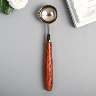 Ложка для плавления сургуча и воска, металл с ручкой из дерева, 11 г, 12×2.8 см