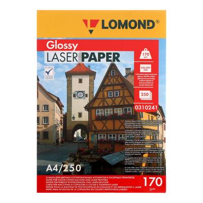 Фотобумага для лазерной печати А4, 250 листов LOMOND, 170 г/м2, двусторонняя, глянцевая