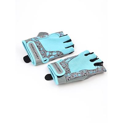 Перчатки для фитнеса женские замшевые X10, цвет серый/голубой, размер L