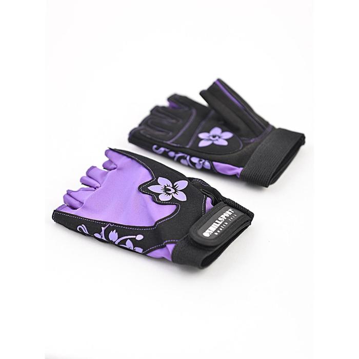 Перчатки для фитнеса женские замшевые X11, цвет чёрный/фиолетовый, размер L
