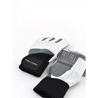 Перчатки для фитнеса мужские кожаные Q10, цвет чёрный/белый, размер S