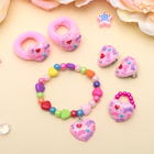 Набор детский "Выбражулька" 5 предметов: 2 резинки, клипсы, кулон, кольцо, love, цвет МИКС - Фото 2