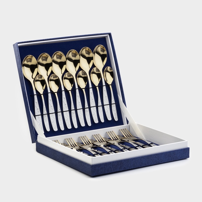 Набор столовый «Уралочка», с частичным декоративным покрытием, декоративная коробка, 24 предмета - Фото 1