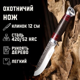 Нож охотничий "Тукан" 23,7см, клинок 120мм/3,2мм, коричневый