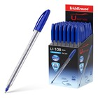 Ручка шариковая ErichKrause U-108 Classic Stick, игольчатый узел 1,0 мм, чернила синие, ультра-мягкое письмо - фото 302045343